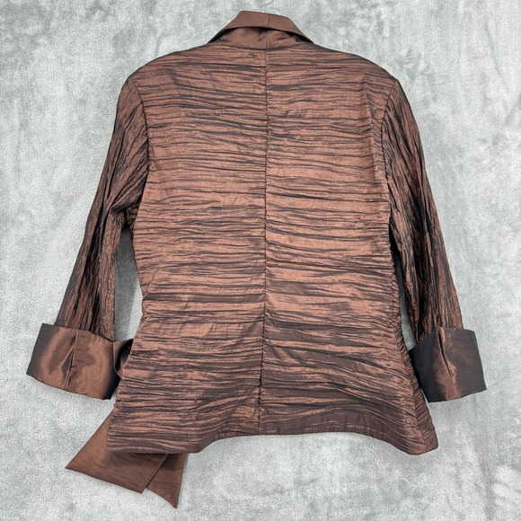 Cachet Blouse Womens 10 Wrap Tie Crinkle Crepe Evening Event Career Holiday Zip - Picture 2 of 11